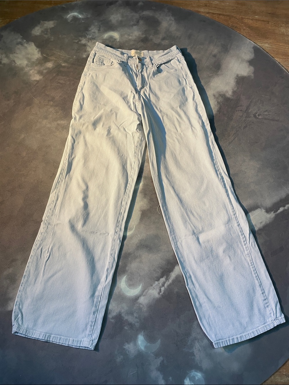 Universal Thread Light Blue Pinstripe Wide-Leg Jeans